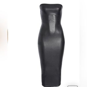 Naked Wardrobe strapless body-con midi dress. Size medium. Black.